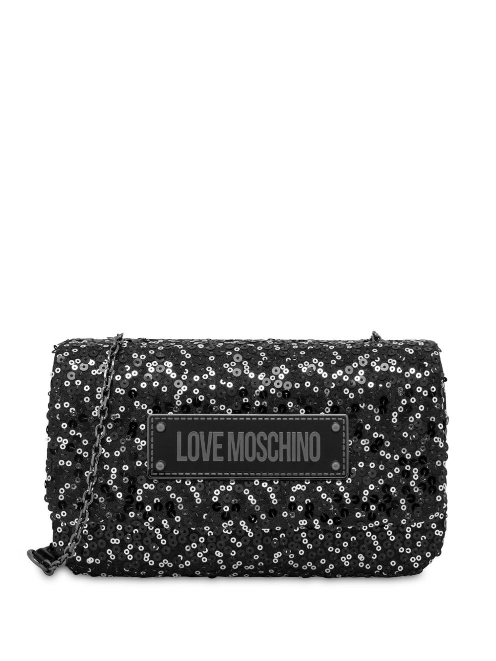 Love Moschino 亮片缀饰斜挎包 - 黑色