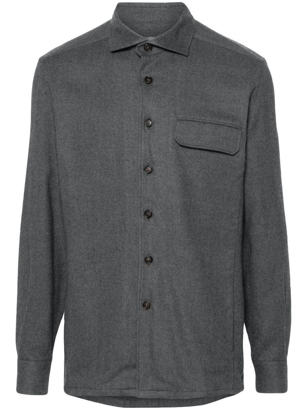 Corneliani 经典翻领衬衫式夹克 - 灰色