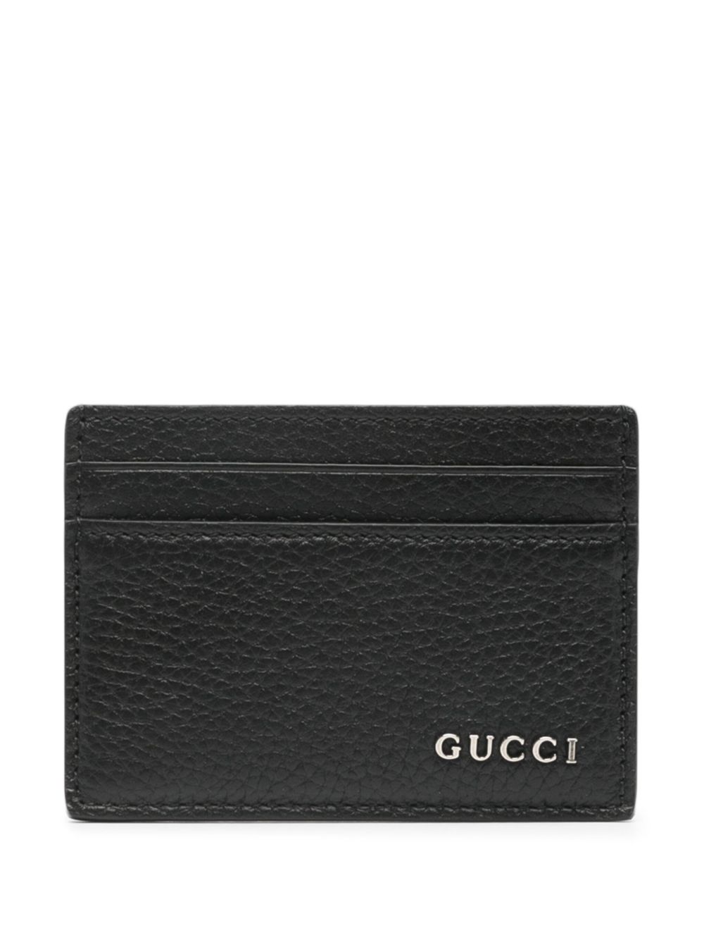 Gucci logo皮质卡夹 - 黑色