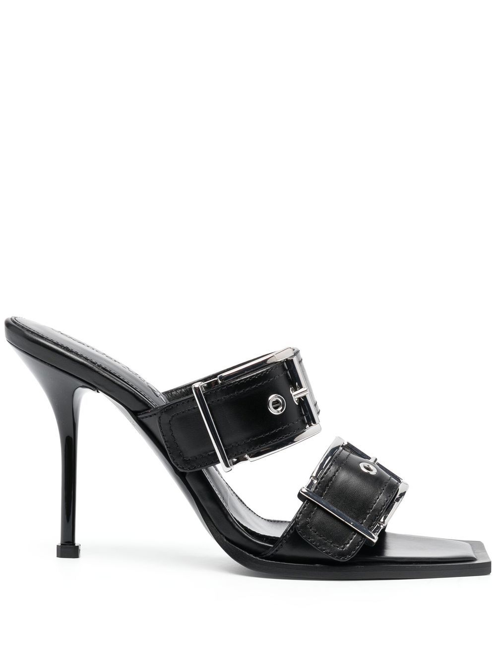 Alexander McQueen 搭扣皮质高跟凉鞋（10厘米） - 黑色