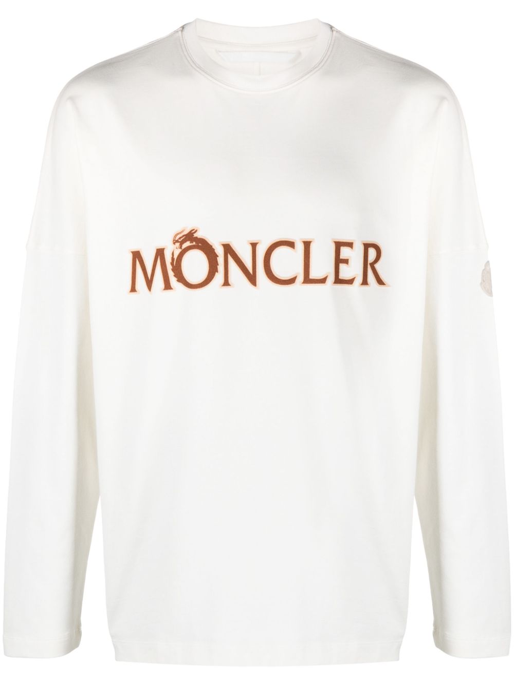Moncler logo印花长袖棉T恤 - 中性色