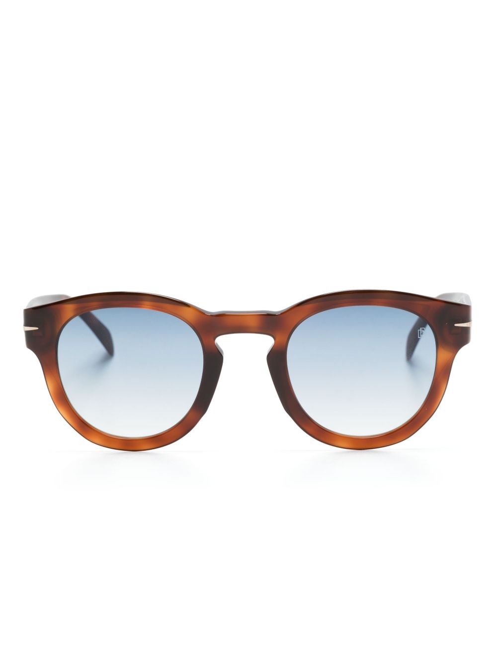 Eyewear by David Beckham 玳瑁纹圆形镜框太阳眼镜 - 褐色