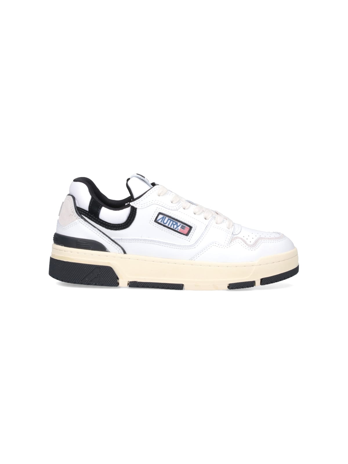 Autry Clc Sneakers In White And Black Leather