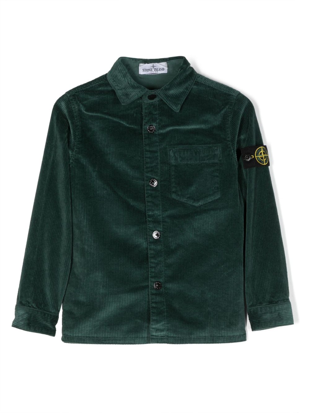 Stone Island Junior 灯芯绒长袖衬衫 - 绿色