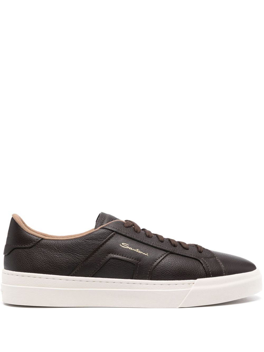 Santoni 系带皮质运动鞋 - 褐色