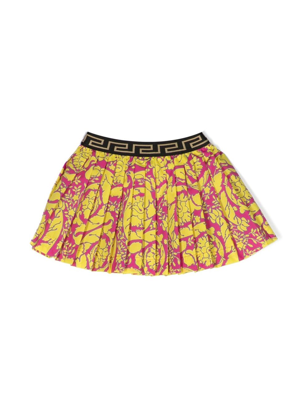 Versace Kids Barocco 印花百褶半身裙 - 黄色
