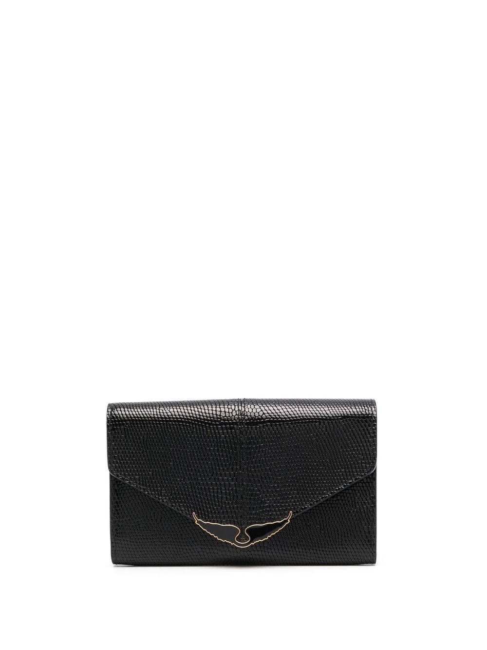 Zadig&Voltaire logo翻盖信封式皮质钱包 - 黑色