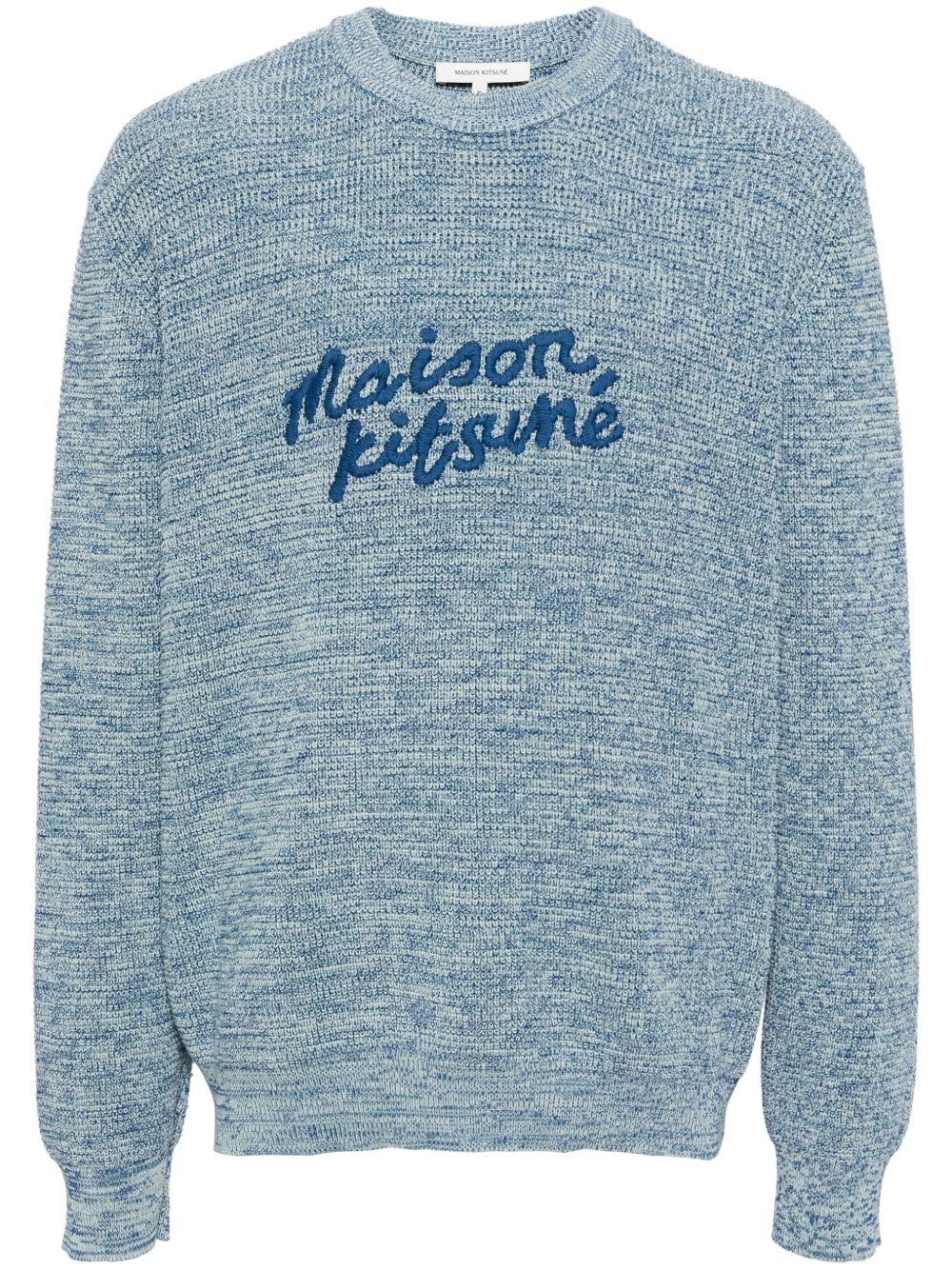 Maison Kitsuné Handwriting logo刺绣毛衣 - 蓝色