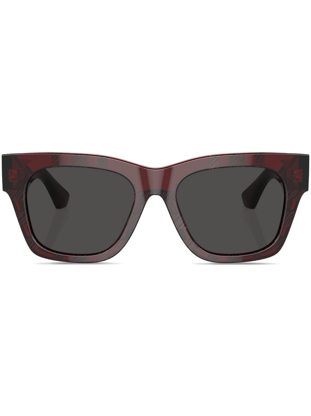 Burberry Eyewear 格纹华夫格镜框太阳眼镜 - 红色