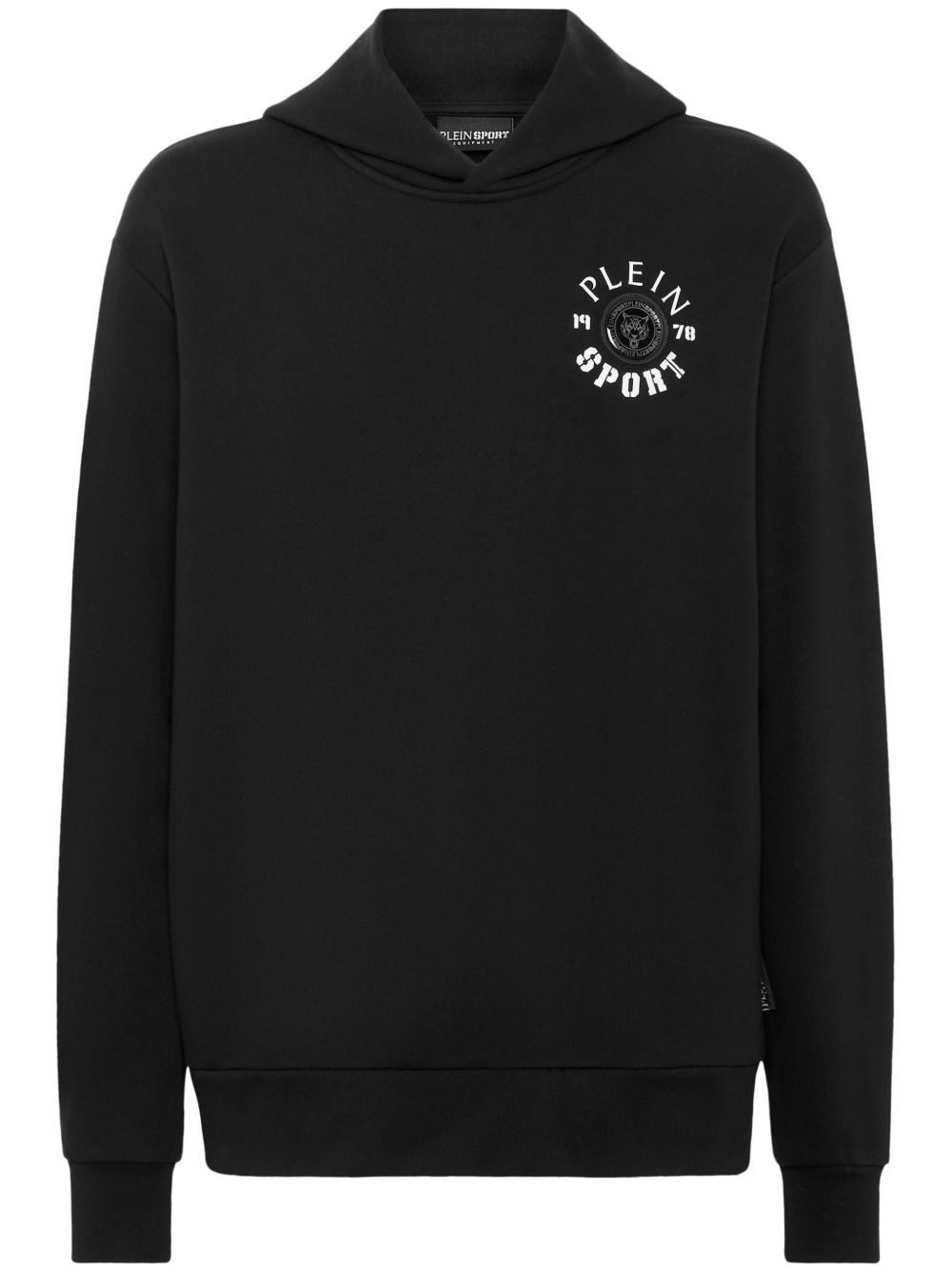 Plein Sport logo印花棉混纺连帽衫 - 黑色