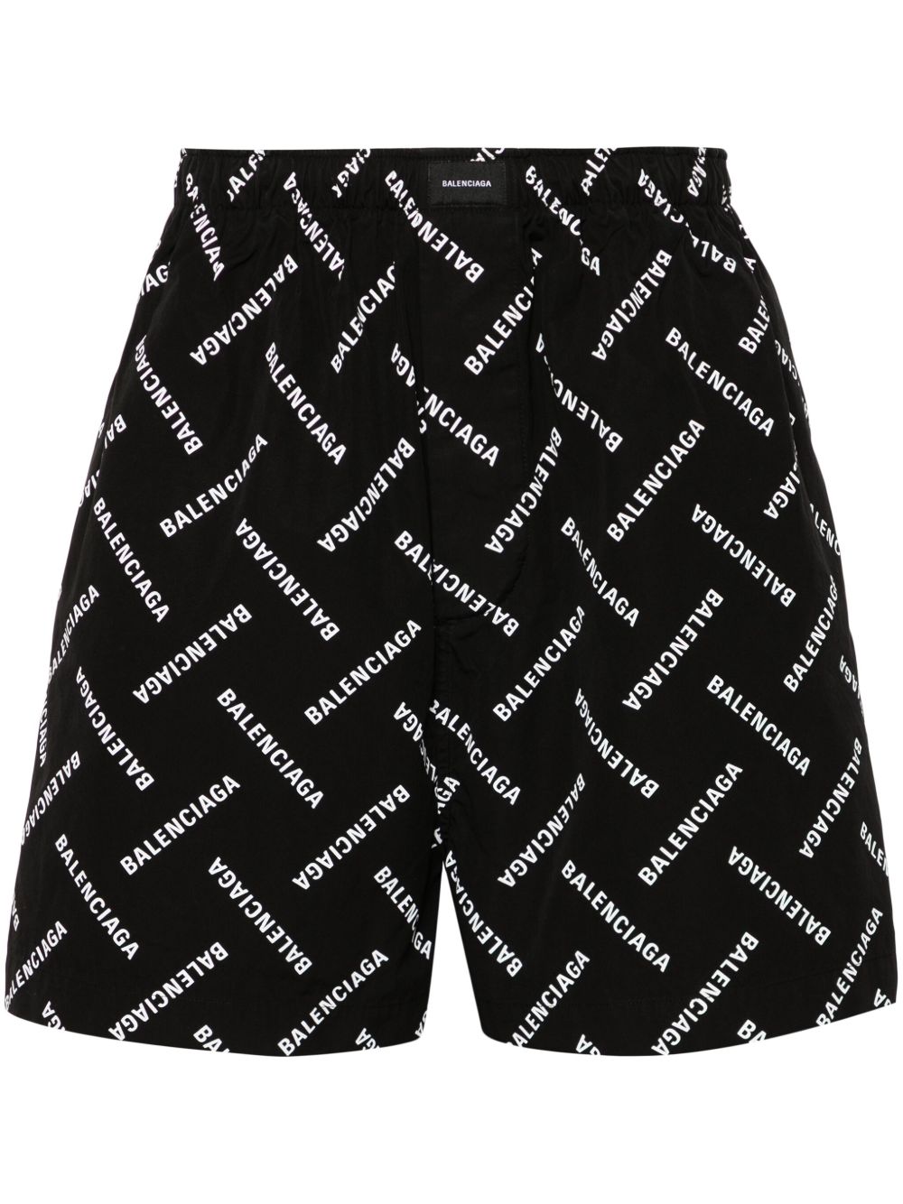 Balenciaga logo印花短裤 - 黑色