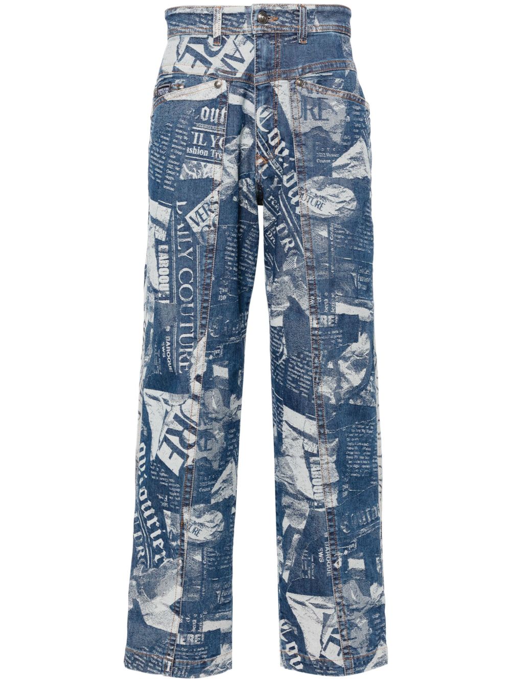 Versace Jeans Couture Magazine 直筒牛仔裤 - 蓝色