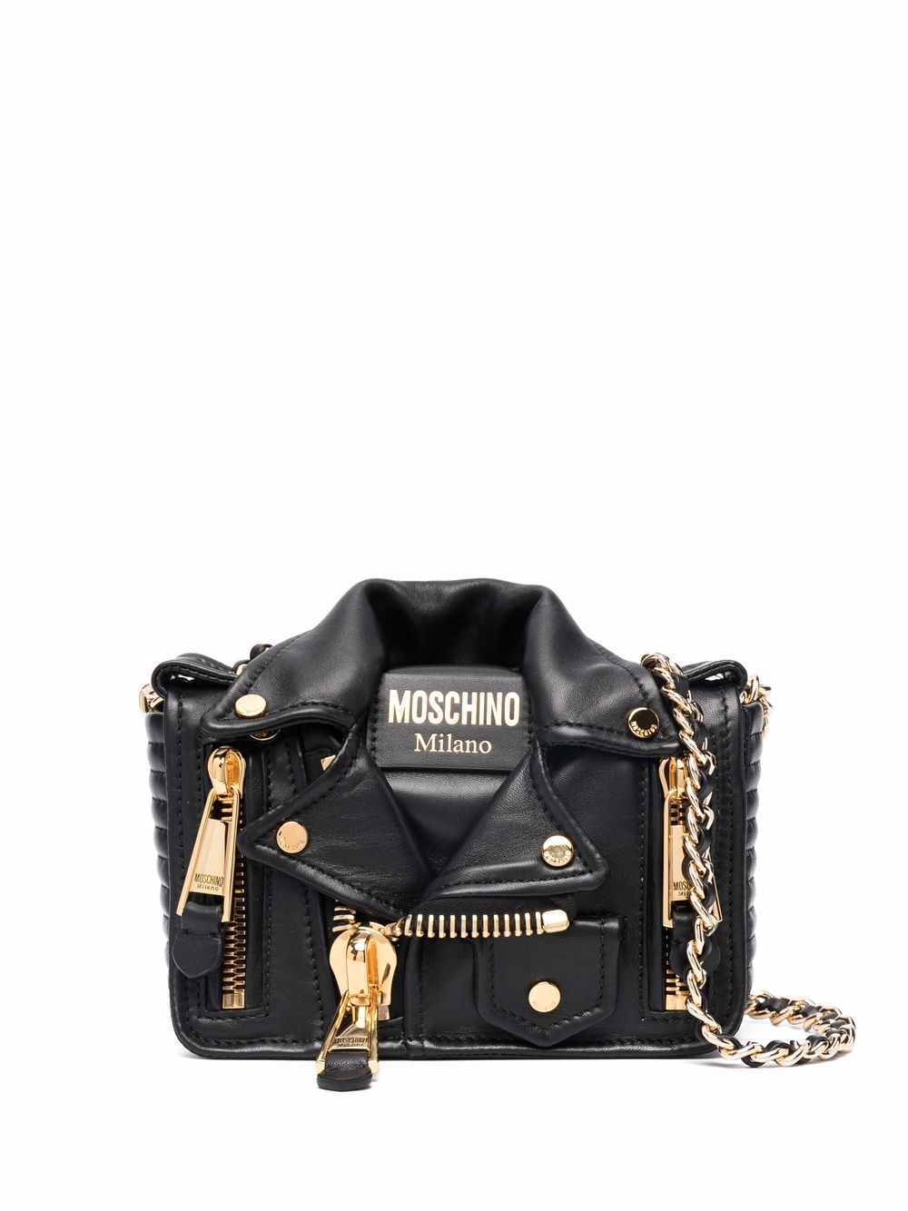 Moschino Biker 皮质斜挎包 - 黑色