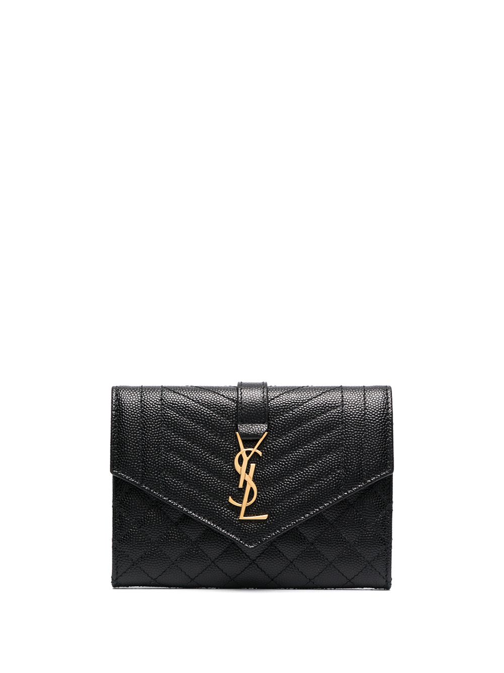 Saint Laurent 圣罗兰 卵石纹信封式卡夹 - 黑色