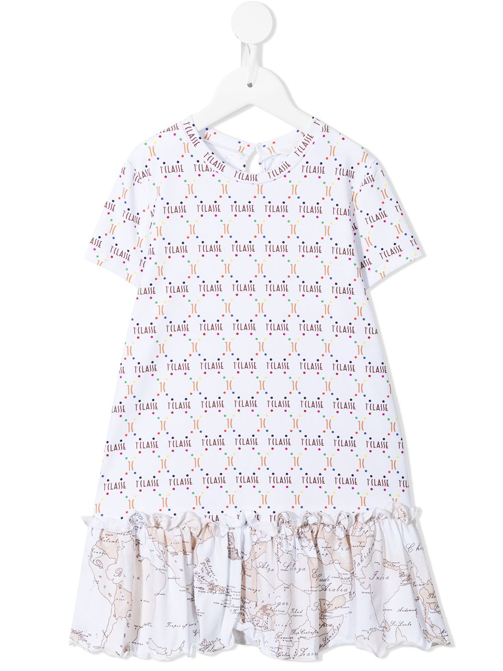 Alviero Martini Kids 经典印花低腰连衣裙 - 白色