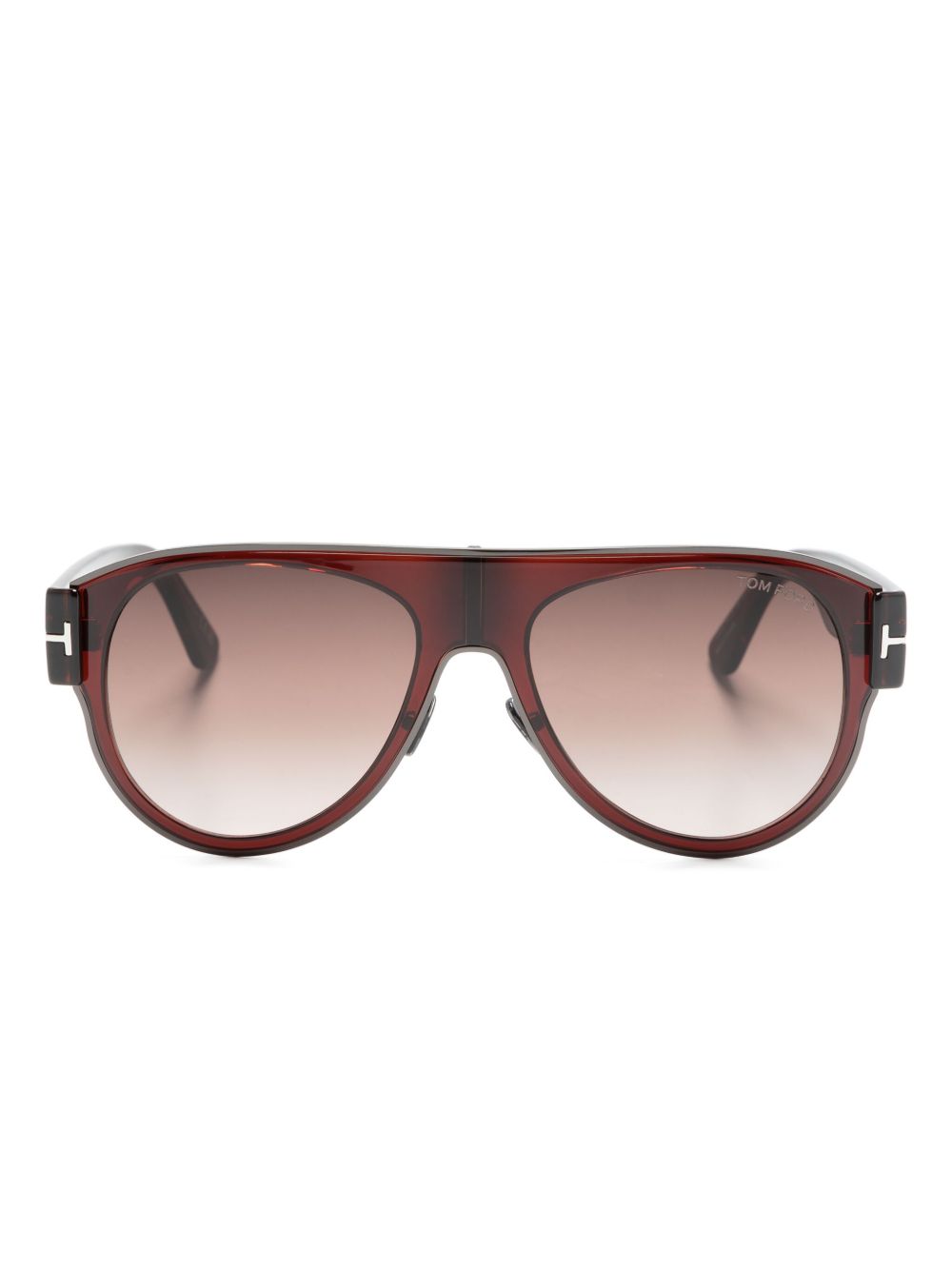 TOM FORD Eyewear logo标牌飞行员镜框太阳眼镜 - 黑色
