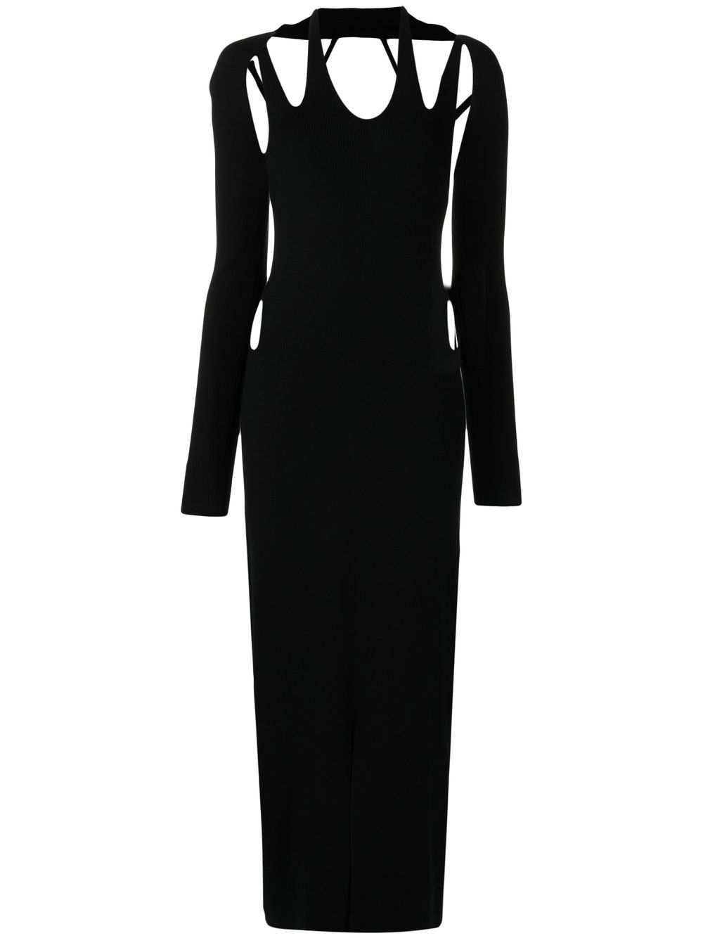 Dion Lee 镂空细节针织中长连衣裙 - 黑色