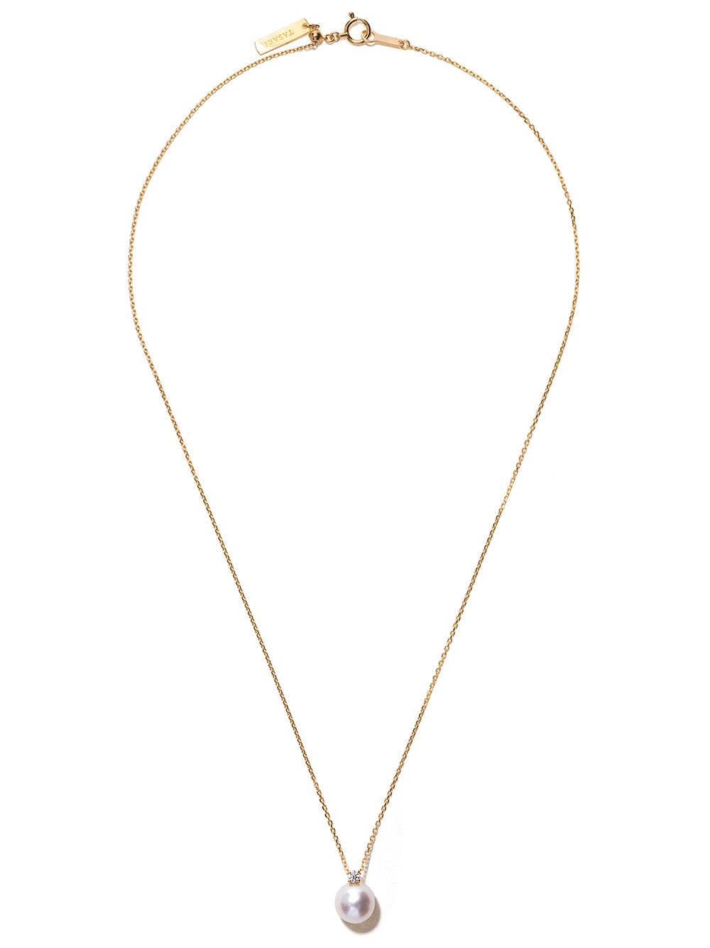 TASAKI Basic 18K黄金阿古屋珍珠钻石吊饰项链 - 金色