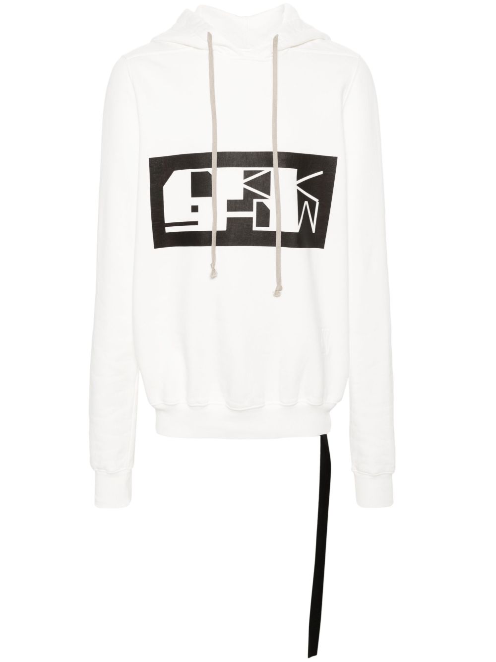 Rick Owens DRKSHDW logo织带棉连帽衫 - 白色