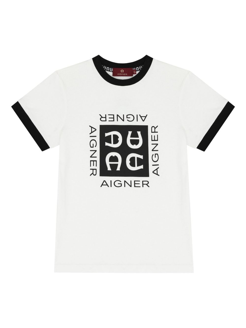 Aigner Kids logo印花棉T恤 - 白色