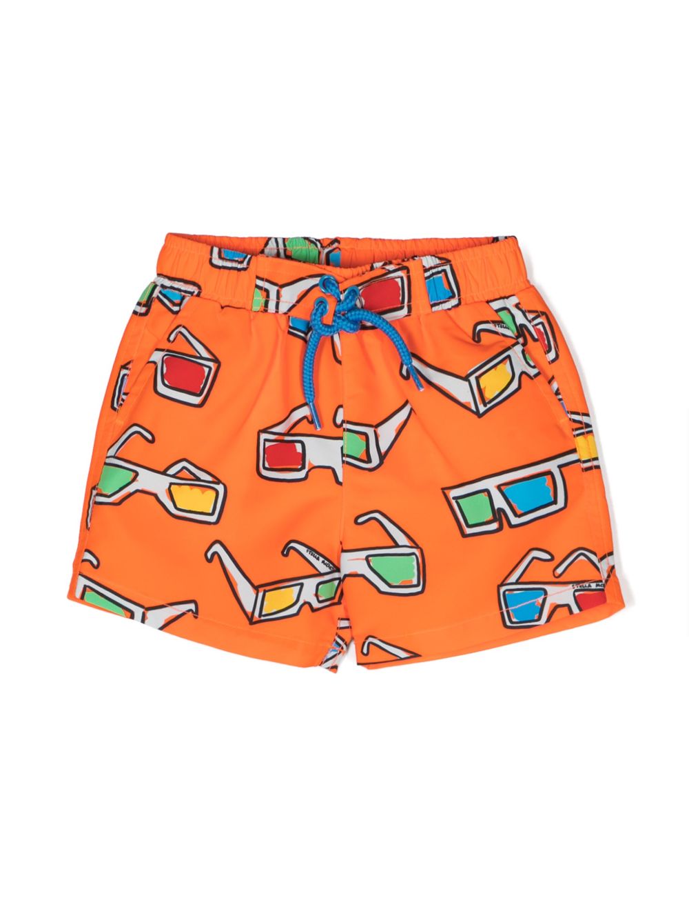 Stella McCartney Kids 太阳眼镜印花泳裤 - 橘色