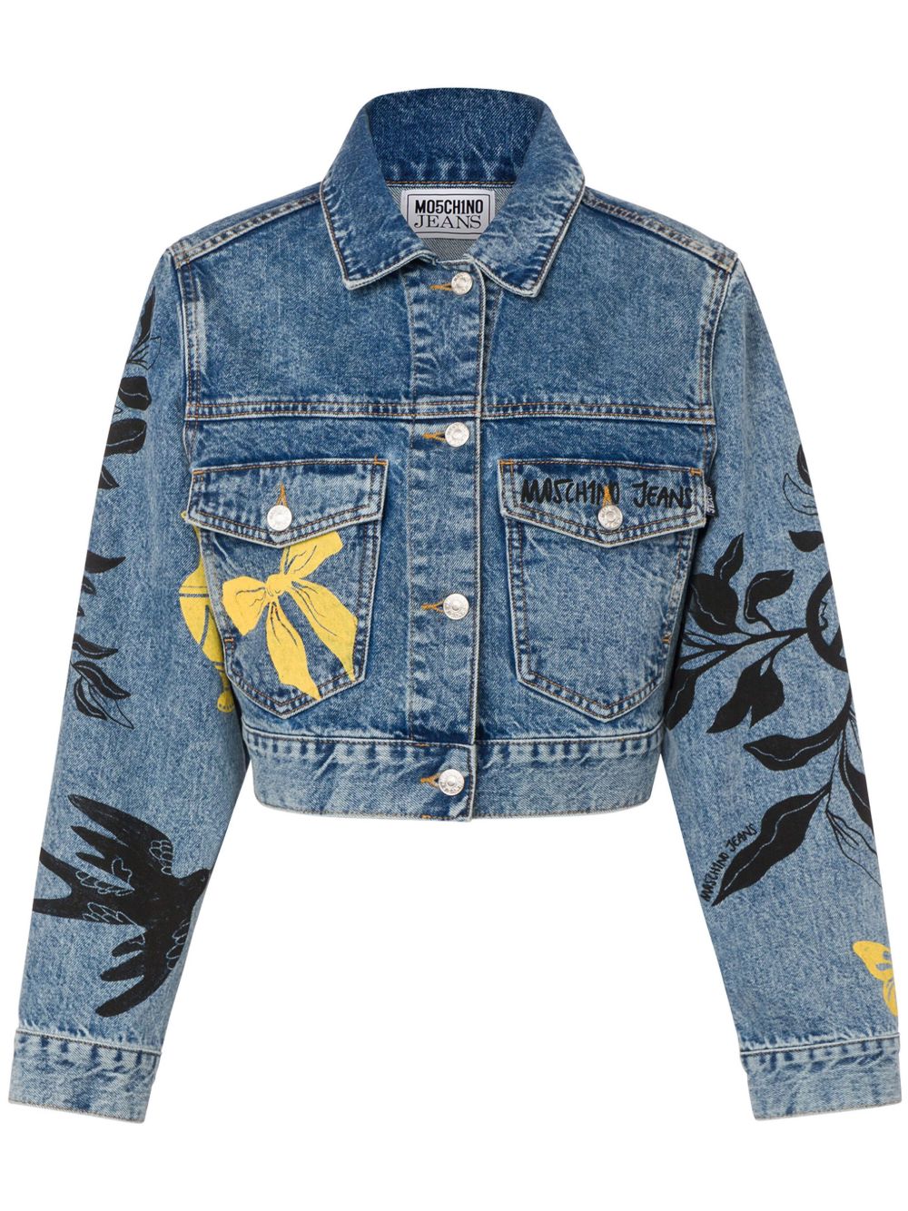 MOSCHINO JEANS 图案印花牛仔夹克 - 蓝色