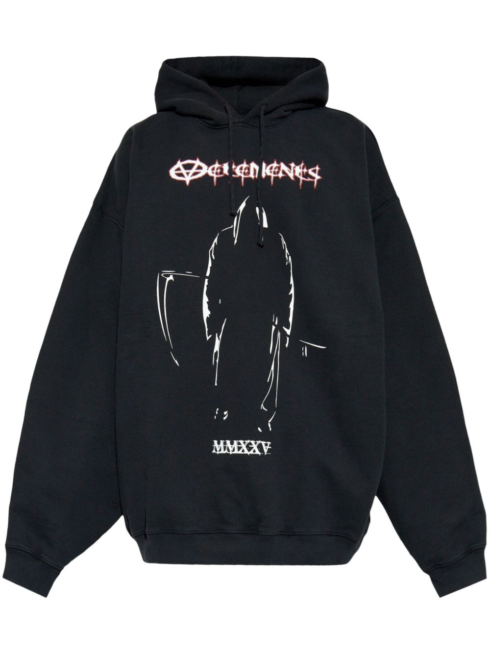 VETEMENTS 图案印花棉连帽衫 - 黑色
