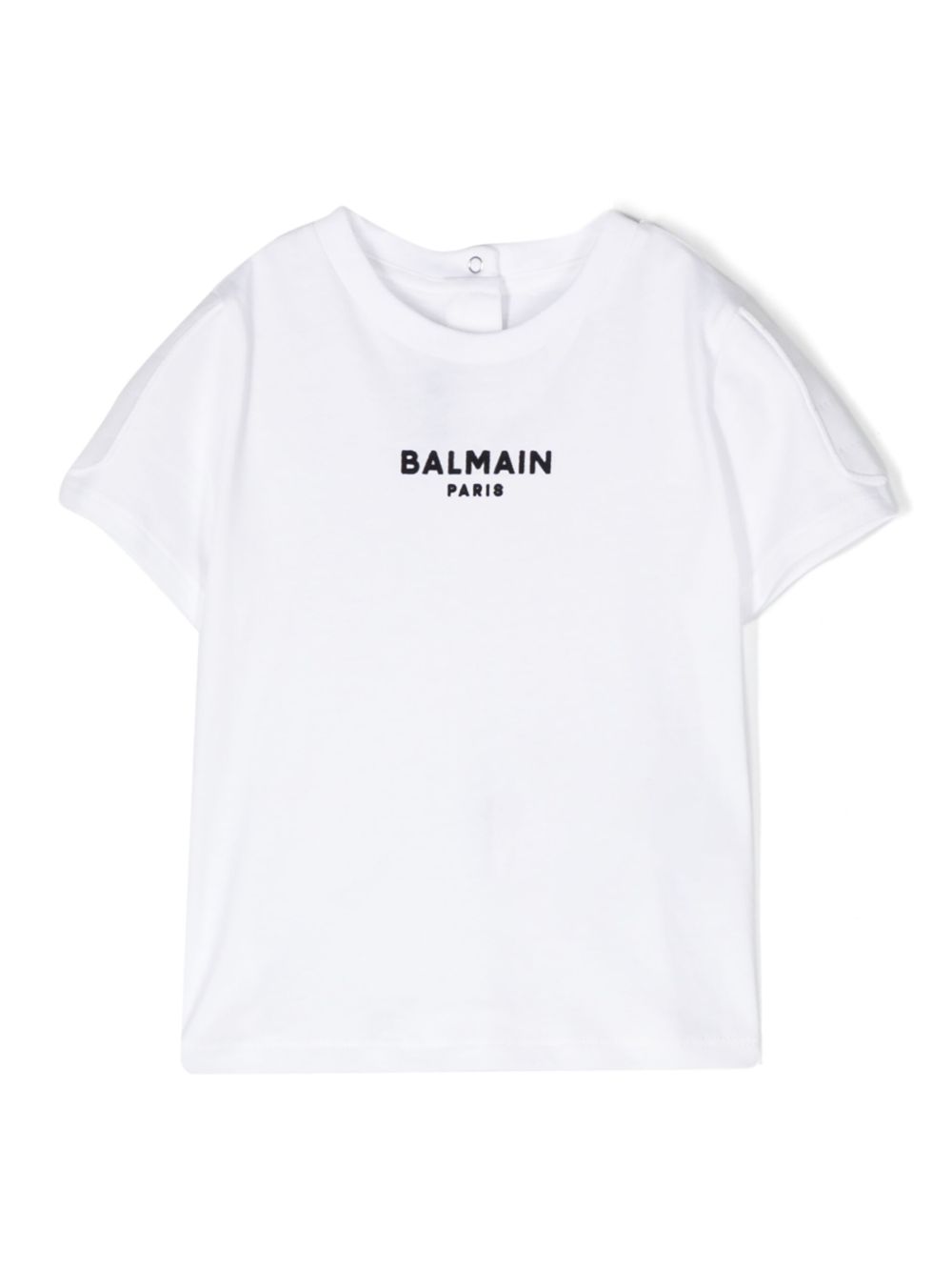 Balmain Kids 植绒logo棉T恤 - 白色
