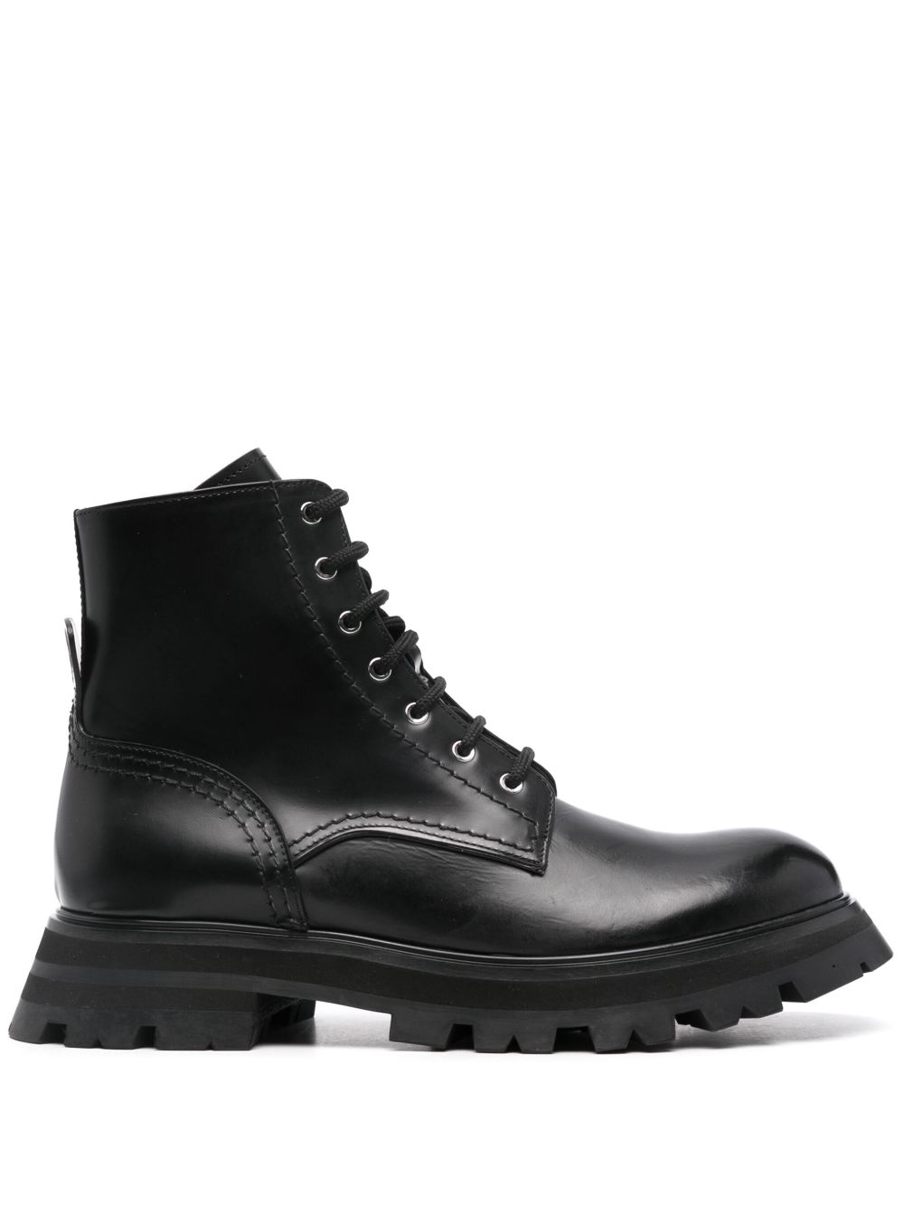 Alexander McQueen 及踝皮靴 - 黑色