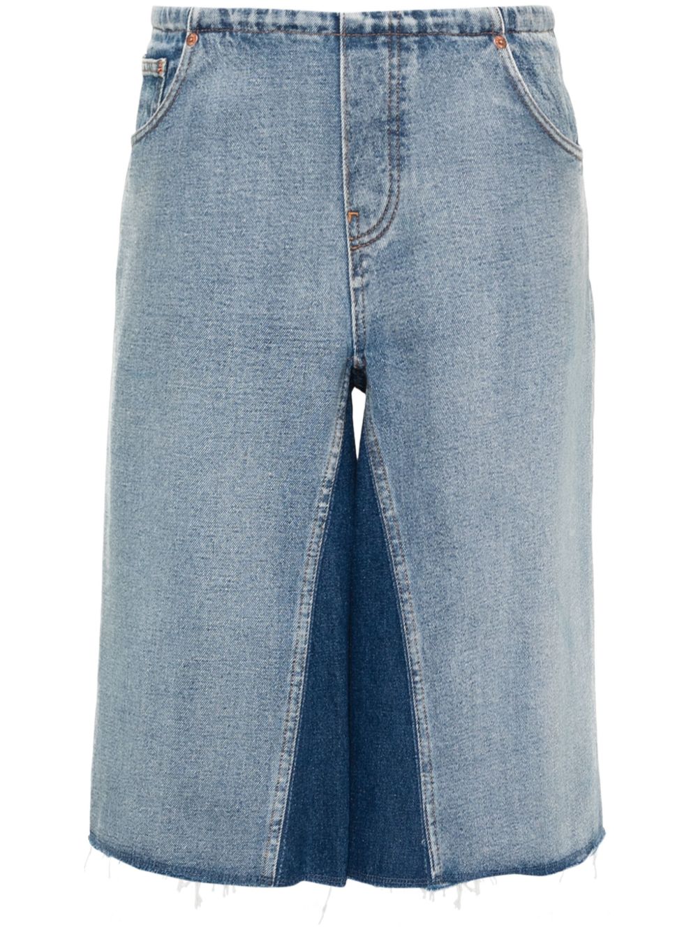 MM6 Maison Margiela 拼接牛仔百慕大短裤 - 蓝色