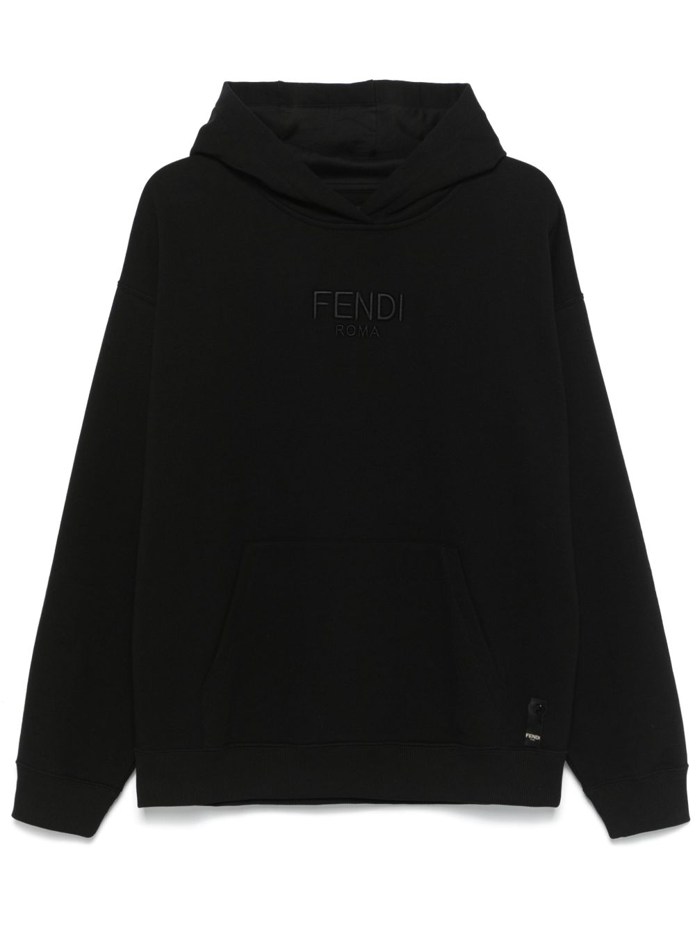 FENDI logo刺绣连帽衫 - 黑色