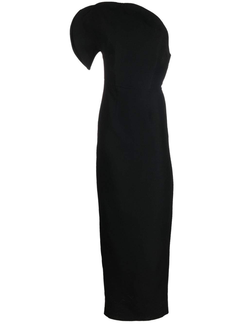 Roland Mouret 不对称真丝羊毛混纺超长连衣裙 - 黑色