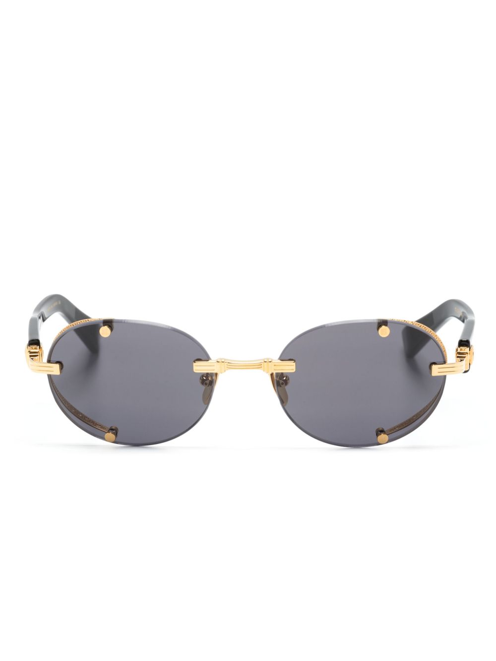 Balmain Eyewear 椭圆形镜框有色镜片太阳眼镜 - 黑色