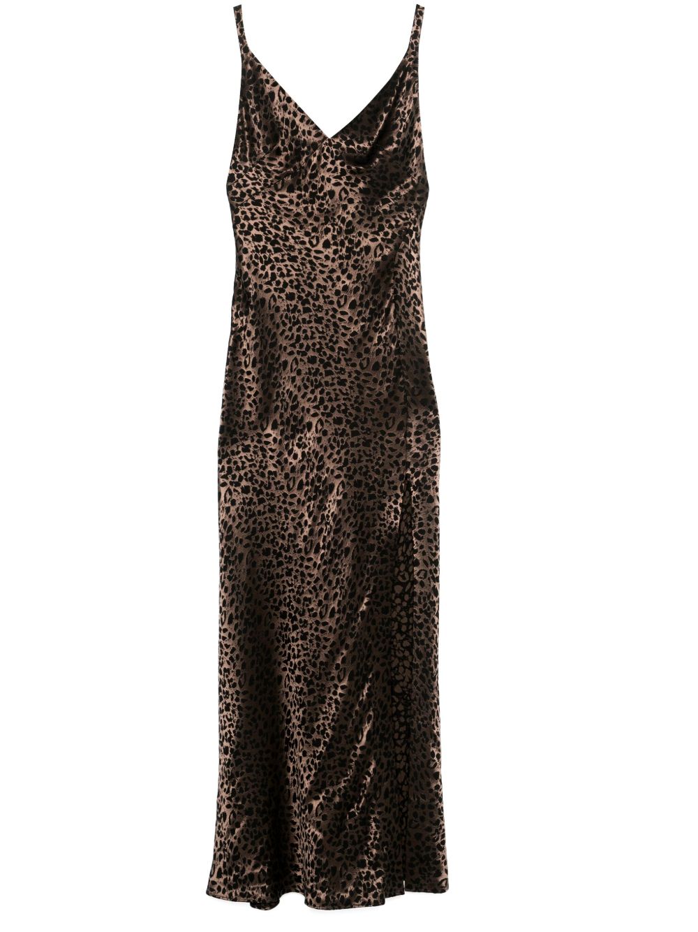 Alexander McQueen 豹纹提花吊带裙 - 褐色
