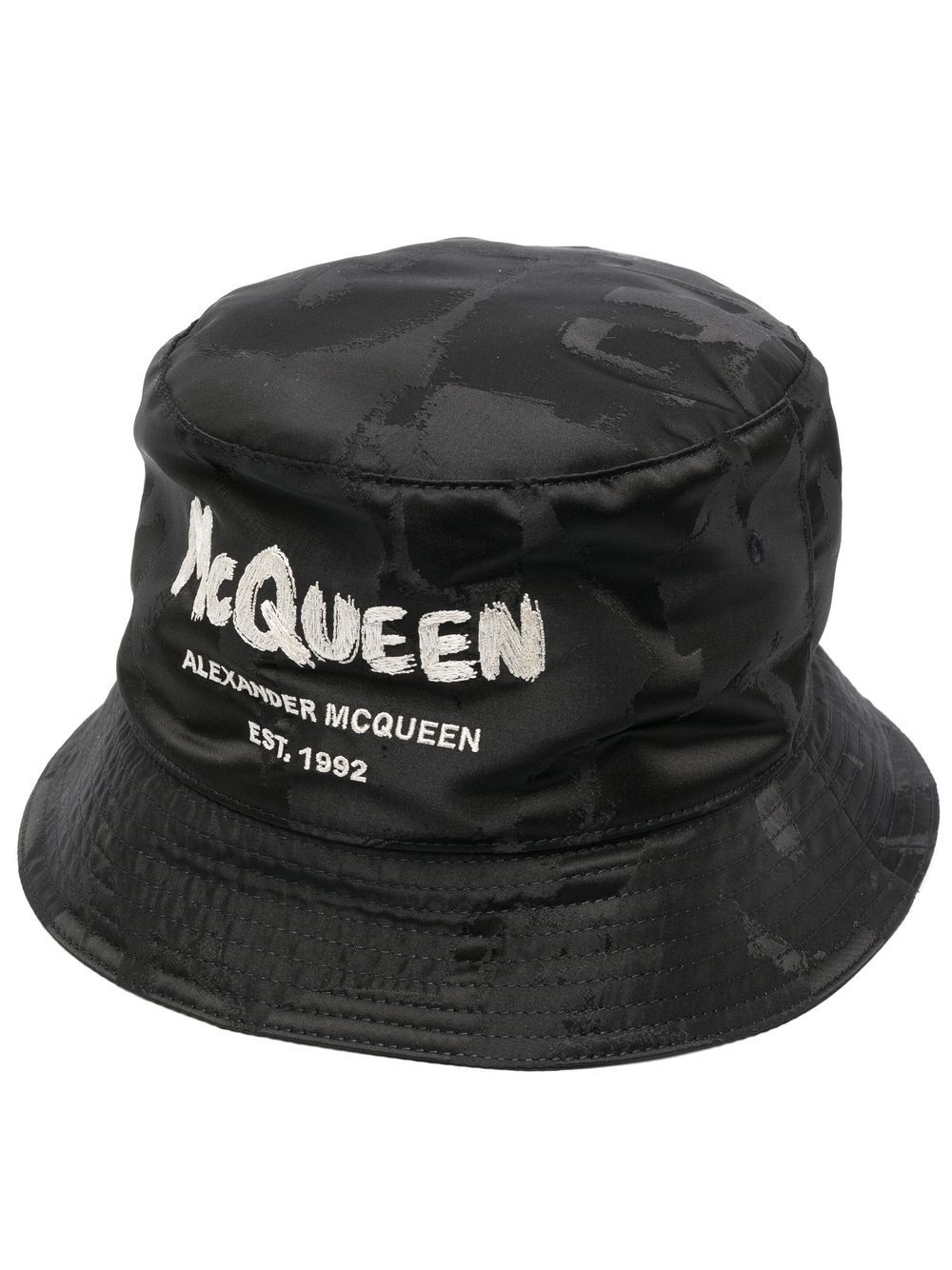 Alexander McQueen logo印花渔夫帽 - 黑色