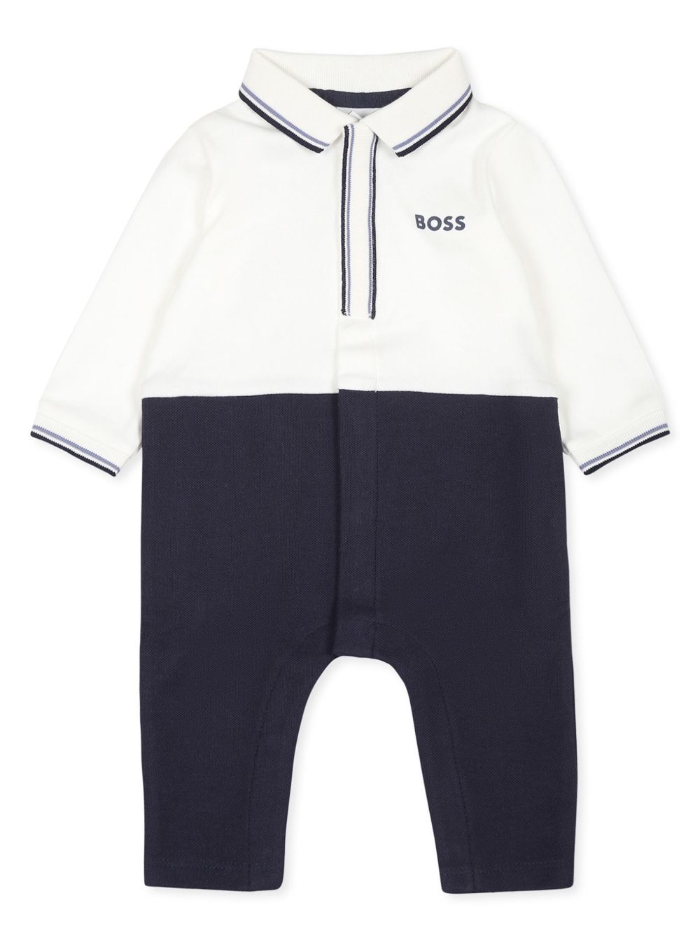BOSS Kidswear 条纹细节连体衣 - 白色