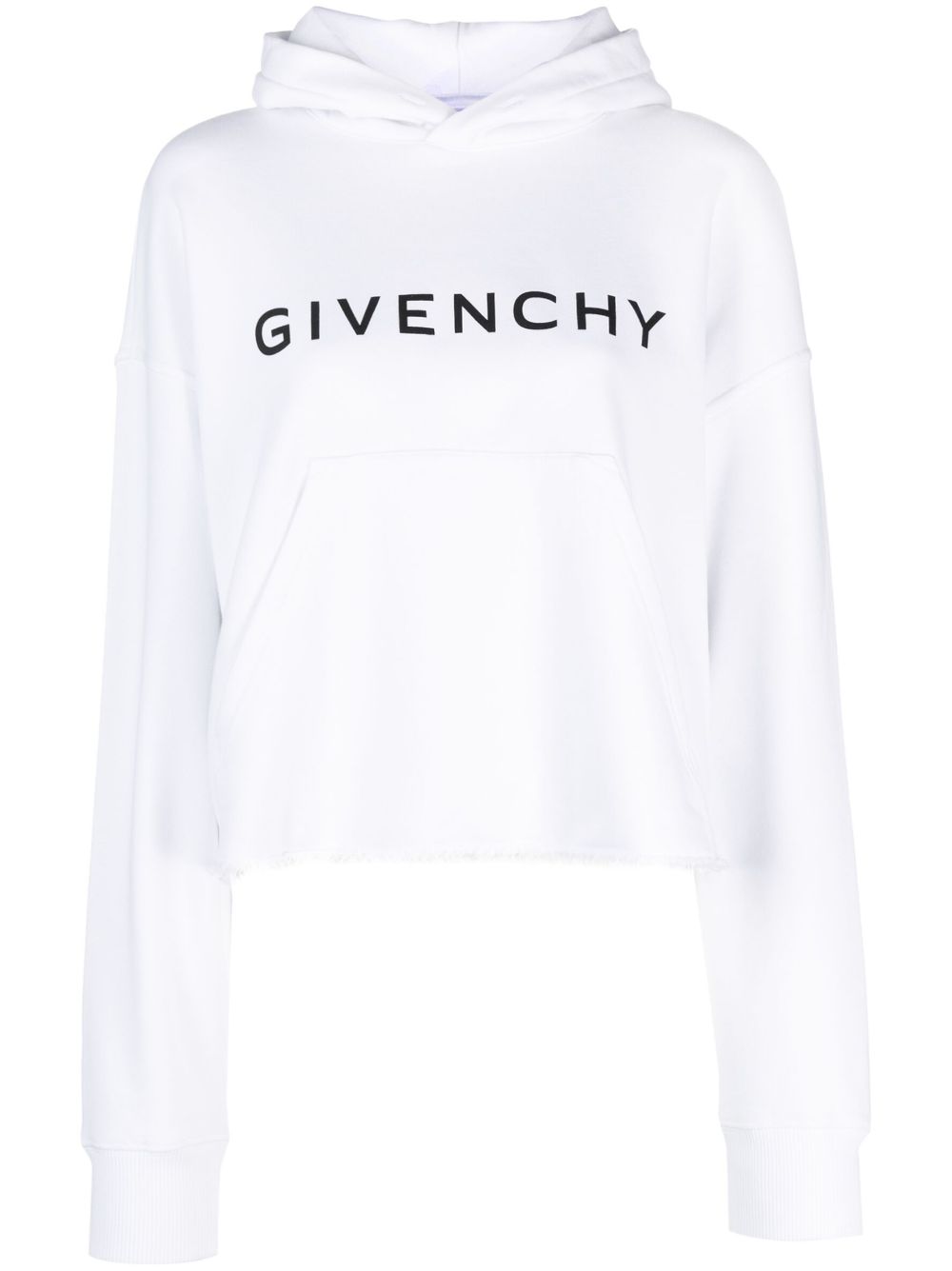 Givenchy logo印花棉连帽衫 - 白色