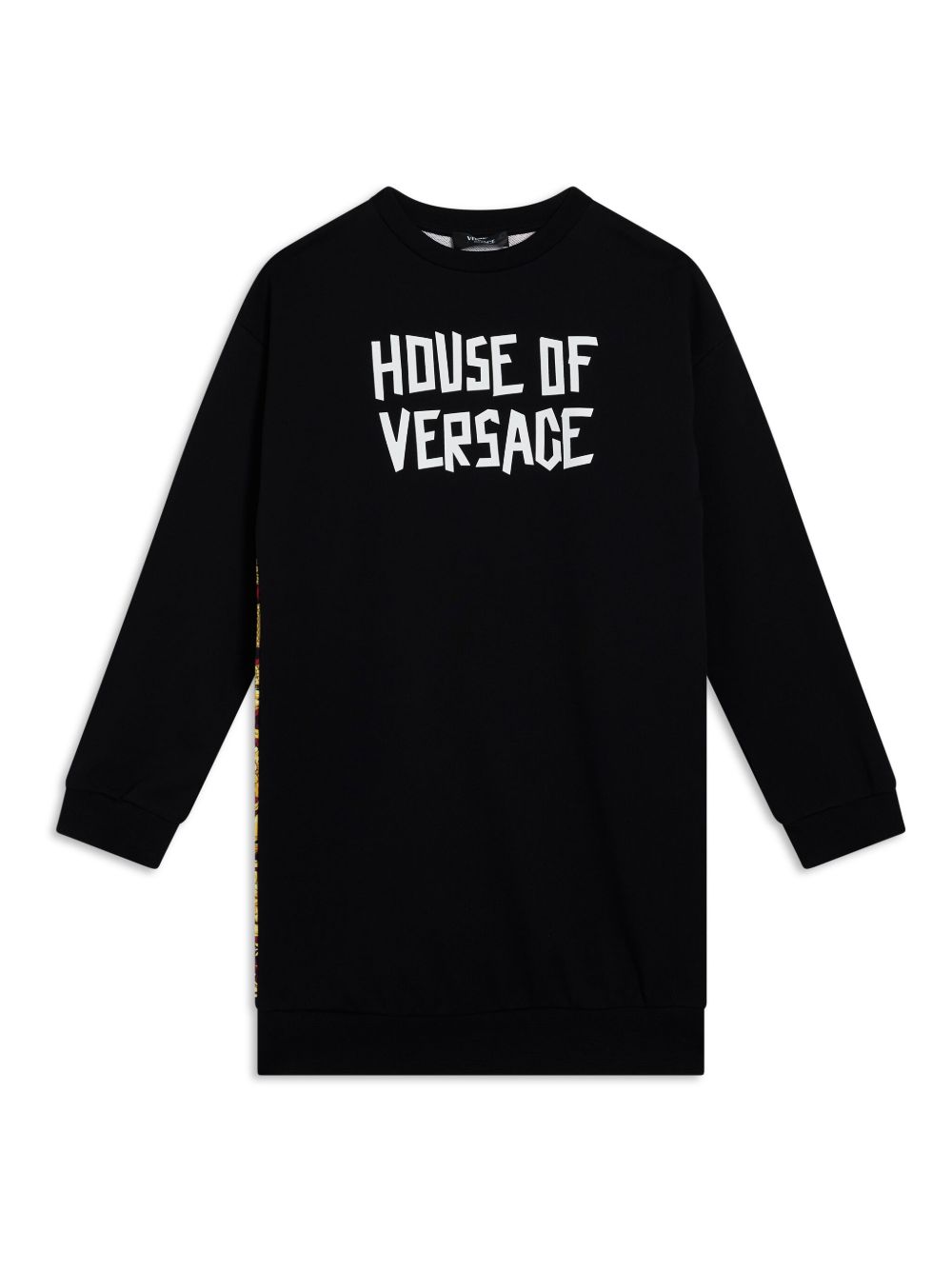 Versace Kids logo印花长袖连衣裙 - 黑色