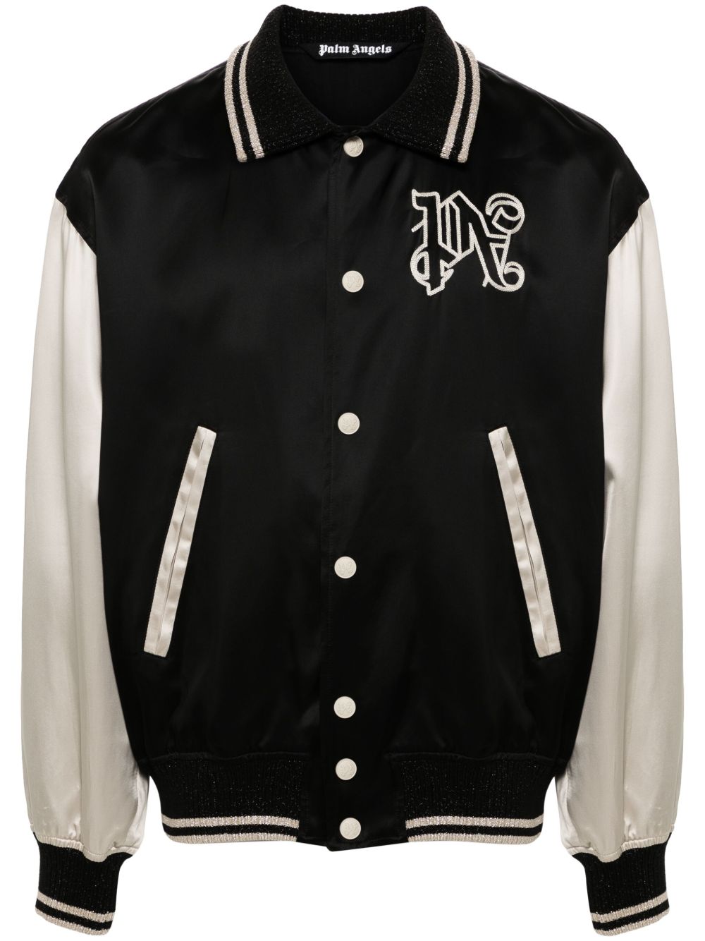 Palm Angels 哥特风logo棒球夹克 - 黑色
