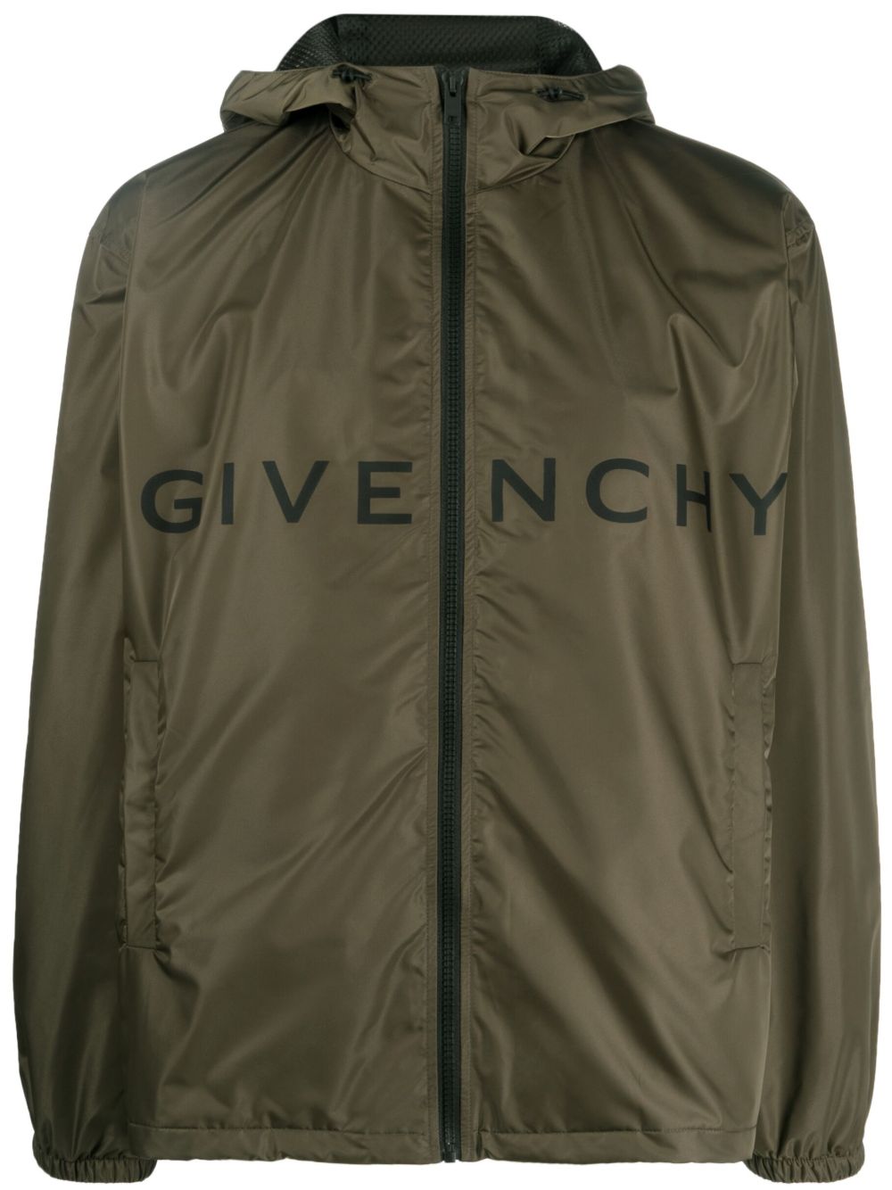 Givenchy logo印花连帽夹克 - 绿色