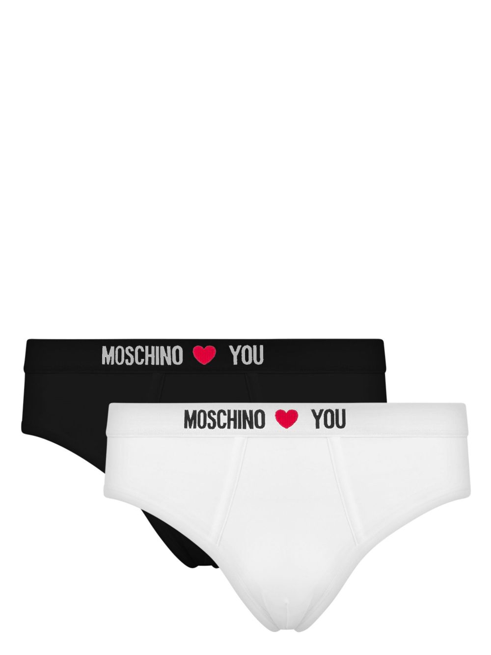Moschino logo腰边三角内裤（两件装） - 黑色