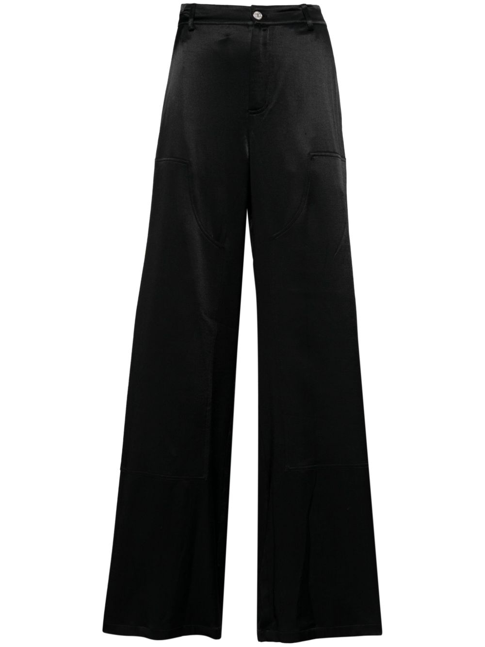 MOSCHINO JEANS 缎面设计阔腿裤 - 黑色
