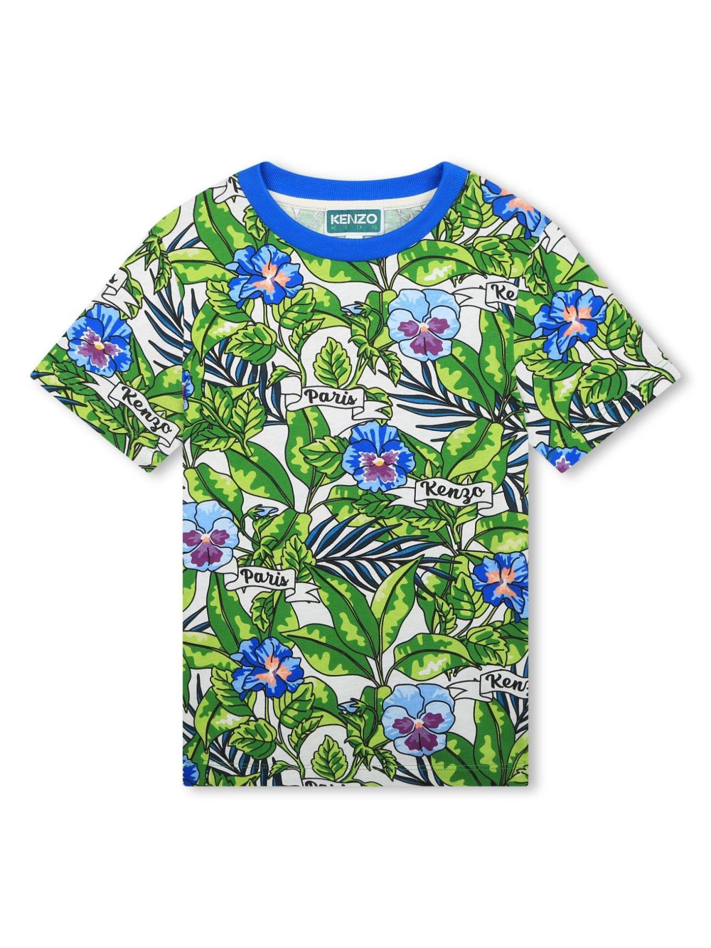 Kenzo Kids 花卉印花棉T恤 - 绿色