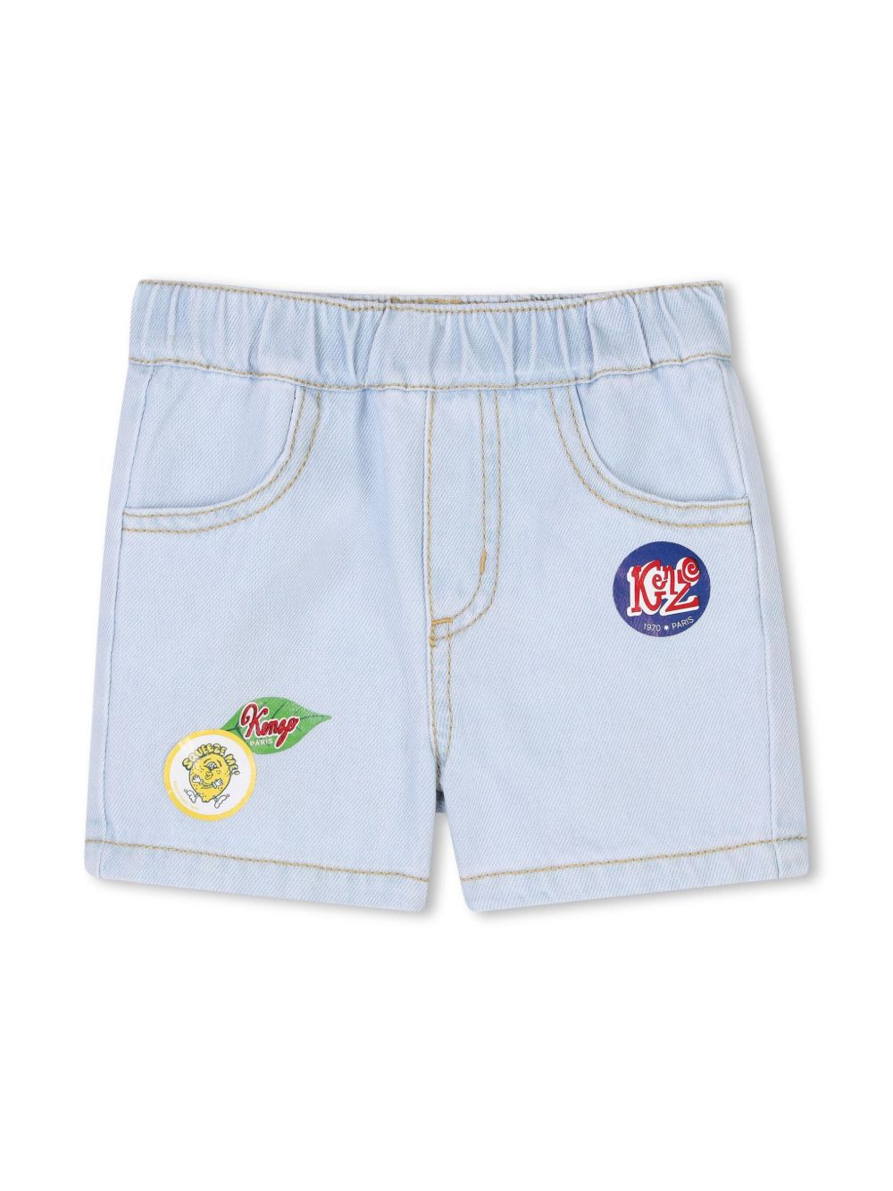 Kenzo Kids logo牛仔短裤 - 蓝色