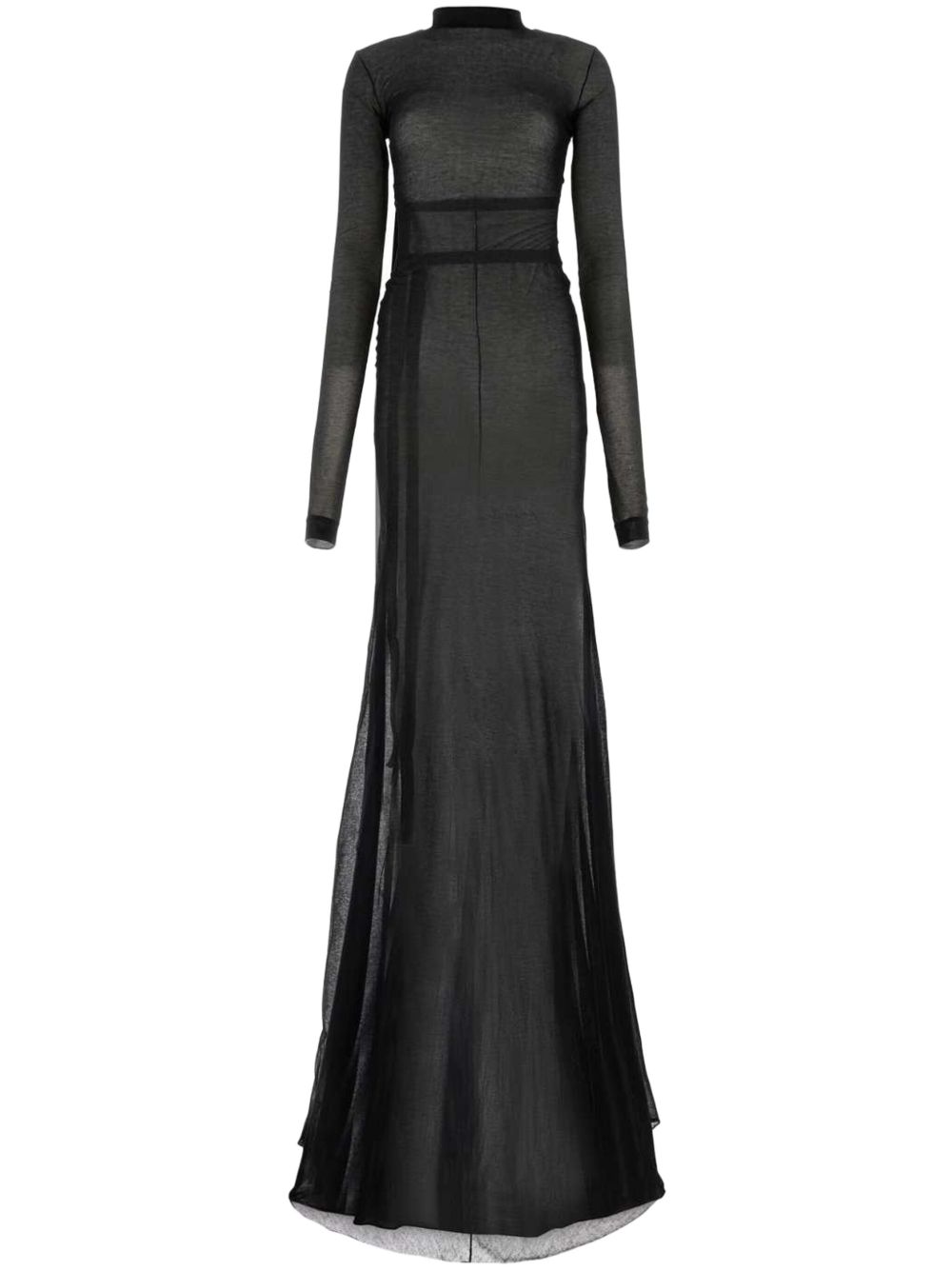 Ann Demeulemeester 企领雪纺层搭连衣裙 - 黑色