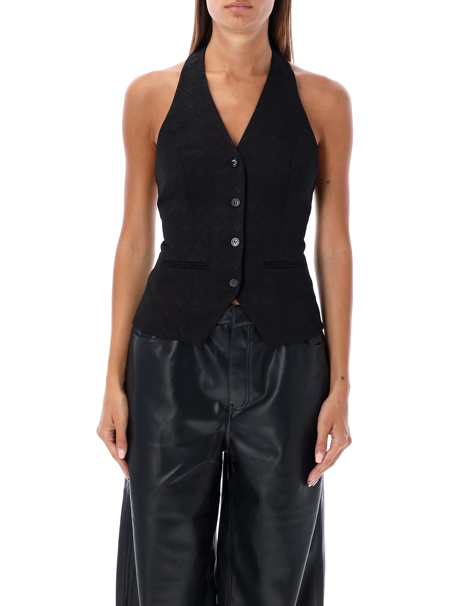 Marine Serre Halterneck Top In Moon Diamant Jacquard