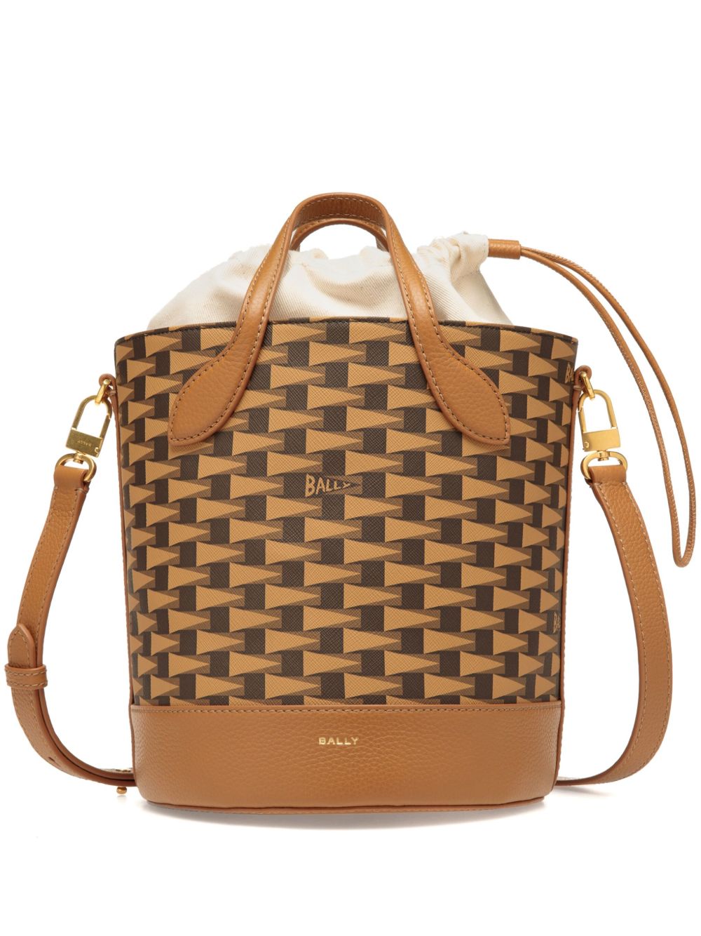 Bally Pennant logo印花水桶包 - 褐色