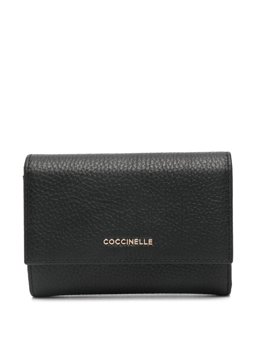 Coccinelle Metallic Soft 中号皮质钱包 - 黑色