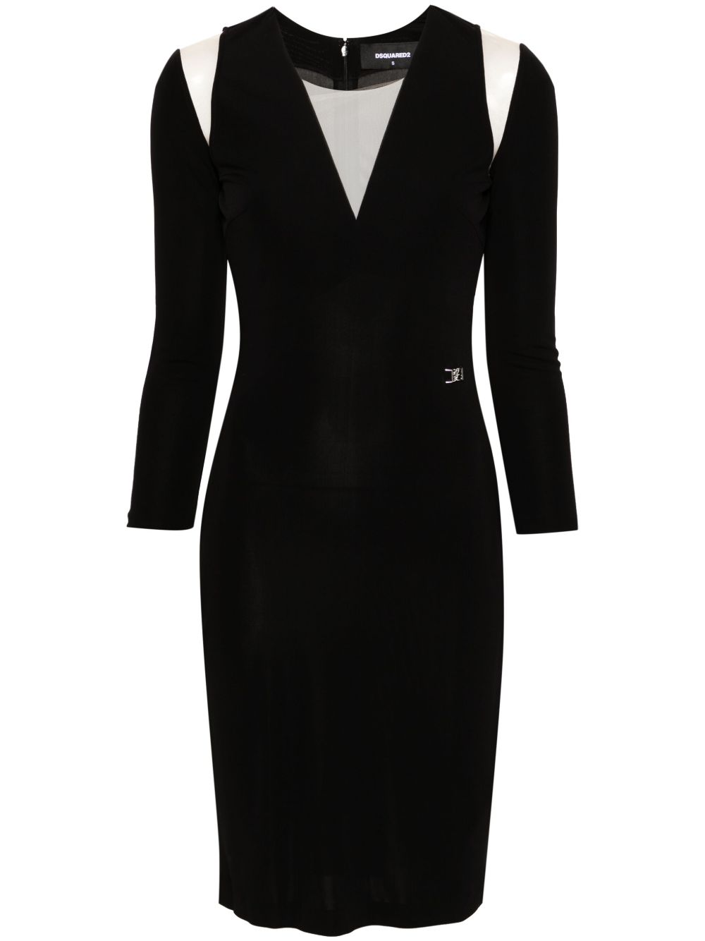 DSQUARED2 logo标牌网纱细节连衣裙 - 900