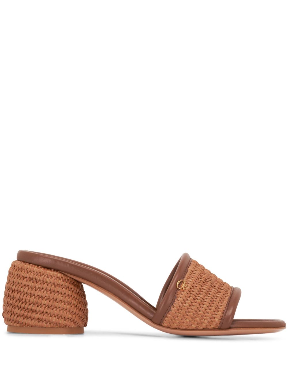 Gianvito Rossi 拉菲草中跟穆勒鞋 - 褐色